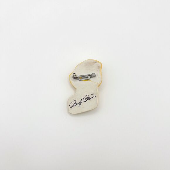 Signed 1988 Marilyn Monroe Brooch Hand Painted Clay Embellished with Crystals - Picture 4 of 7